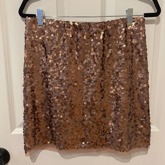 LC Lauren Conrad Copper Sequin Mini Skirt - Size Small‎ - Picture 1 of 6